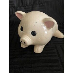 Baby Pig Piggy Bank cream colored speckled coin bank farmhouse baby nursery